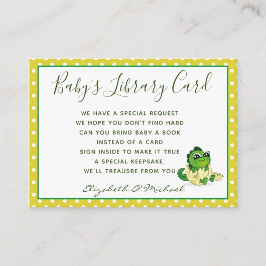 Babys Bibliotheek Boek Aanvraag Kaart Dinosaur Hat (Voorkant)