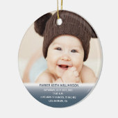 Baby's Birth Stats 1st Kerstblauw Foto Keramisch Ornament (Links)