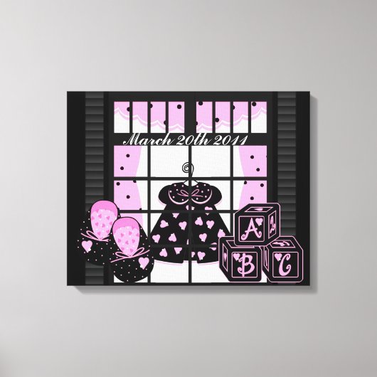 Baby's Birthdate Wrapped Canvas Afdruk (Voorkant)