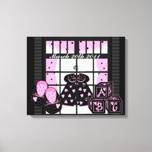 Baby's Birthdate Wrapped Canvas Afdruk