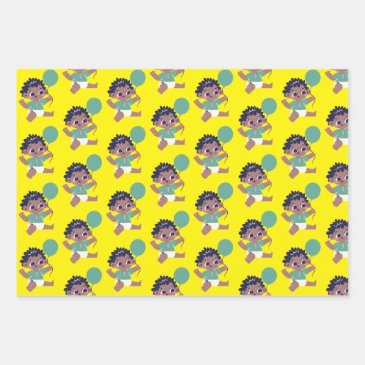 Baby's Birthday (Afrikaanse Amerikaan) Inpakpapier Vel (Voorkant)
