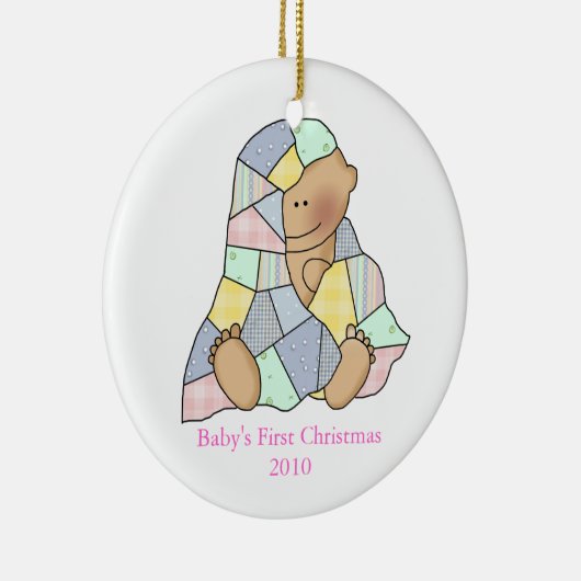 Baby's Blanket First Kerstversiering Keramisch Ornament (Rechts)