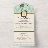 Baby's Blocks Kinderwagen Alles-in-één uitnodiging (Binnen)