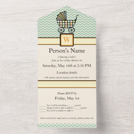 Baby's Blocks Kinderwagen Alles-in-één uitnodiging (Binnen)