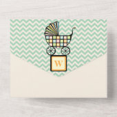 Baby's Blocks Kinderwagen Alles-in-één uitnodiging (Achterkant)