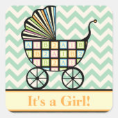 Baby's Blocks Wandelwagen Aankondiging Sticker (Voorkant)