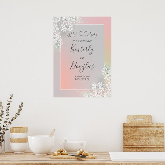 Baby's Blush Pink Wedding Welcome Sign Poster (Keuken)
