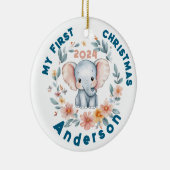 Baby's Boy Eerste kerst Schattigee olifant Keramisch Ornament (Rechts)