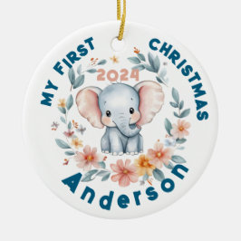 Baby's Boy Eerste kerst Schattigee olifant Keramisch Ornament