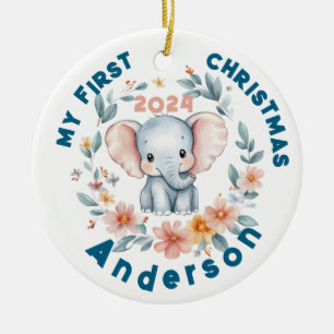 Baby's Boy Eerste kerst Schattigee olifant Keramisch Ornament