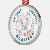 Baby's Boy Eerste kerst Schattigee olifant Metalen Ornament (Links)