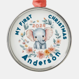 Baby's Boy Eerste kerst Schattigee olifant Metalen Ornament