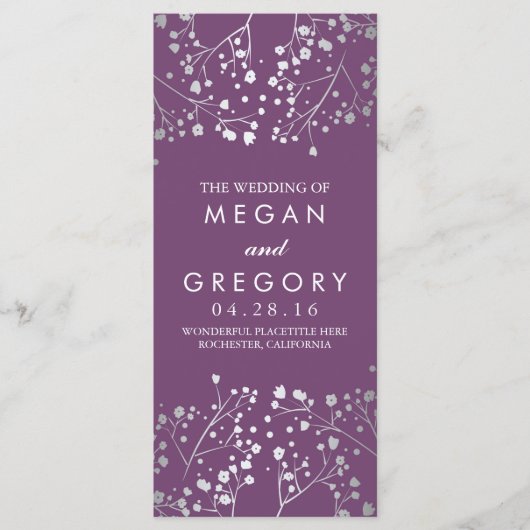 Baby's Breath Amethist en Silver Wedding Program Programmakaart (Voorkant)