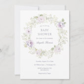 Baby's Breath and Purple Roses Baby Shower Kaart (Voorkant)