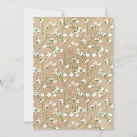 Baby's Breath Aquarel Bloem Boho Baby Shower Kaart (Achterkant)