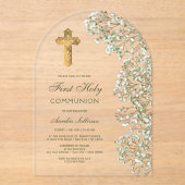 Baby's Breath Arch First Communion Acryl Uitnodigingen (Voorkant)