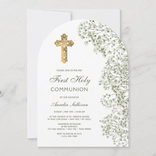 Baby's Breath Arch First Communion Kaart (Voorkant)