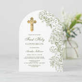 Baby's Breath Arch First Communion Kaart (Staand voorkant)