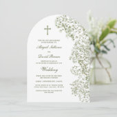Baby's Breath Arch Religious Wedding Kaart (Staand voorkant)