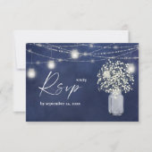 Baby's Breath, B Chalk & String Lights met Maaltij RSVP Kaartje (Voorkant)