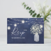 Baby's Breath, B Chalk & String Lights met Maaltij RSVP Kaartje (Staand voorkant)