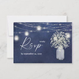 Baby's Breath, B Chalk & String Lights met Maaltij RSVP Kaartje