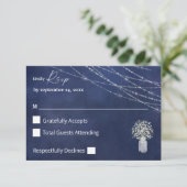 Baby's Breath, B Chalk & String Lights op Maaltijd RSVP Kaartje (Staand voorkant)