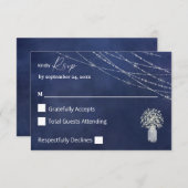 Baby's Breath, B Chalk & String Lights op Maaltijd RSVP Kaartje (Voorkant / Achterkant)