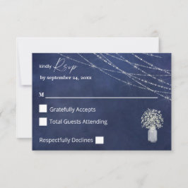 Baby's Breath, B Chalk & String Lights op Maaltijd RSVP Kaartje