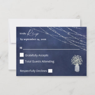 Baby's Breath, B Chalk & String Lights op Maaltijd RSVP Kaartje