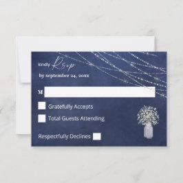 Baby's Breath, B Krijt & Slingerlichten geen maalt RSVP Kaartje
