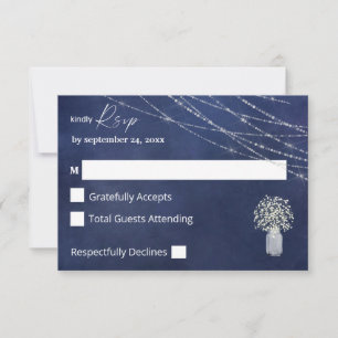 Baby's Breath, B Krijt & Slingerlichten geen maalt RSVP Kaartje