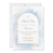 Baby's Breath baby boy Baptism thank you card