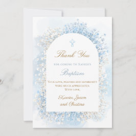 Baby's Breath baby boy Baptism thank you card Kaart