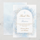Baby's Breath baby boy Baptism thank you card Kaart (Voorkant / Achterkant)