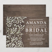 Baby's Breath Barn Wood Bridal Shower Uitnodiginge Kaart (Voorkant / Achterkant)