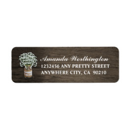 Baby's Breath Barn Wood Bruiloft Adresetiketten Etiket