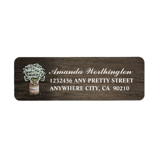 Baby's Breath Barn Wood Bruiloft Adresetiketten Etiket (Voorkant)