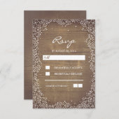 Baby's Breath Barn Wood Rustieke bruiloft RSVP Kaa (Voorkant / Achterkant)