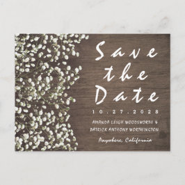 Baby's Breath Barn Wood Save The Date Cards Aankondigingskaart