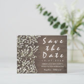 Baby's Breath Barn Wood Save The Date Cards Aankondigingskaart (Staand voorkant)