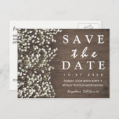 Baby's Breath Barn Wood Save The Date Cards Aankondigingskaart (Voorkant / Achterkant)
