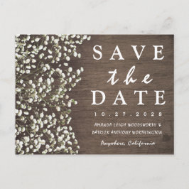 Baby's Breath Barn Wood Save The Date Cards Aankondigingskaart