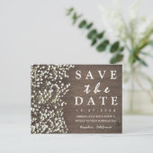 Baby's Breath Barn Wood Save The Date Cards Aankondigingskaart (Staand voorkant)