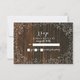 Baby's Breath Barnwood Geïnspireerd RSVP Kaartje