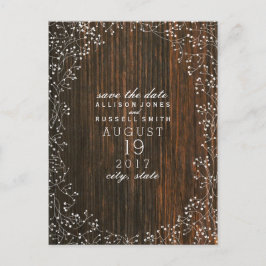 Baby's Breath Barnwood geïnspireerd Save the Date Aankondigingskaart