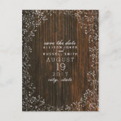 Baby's Breath Barnwood geïnspireerd Save the Date Aankondigingskaart (Voorkant)