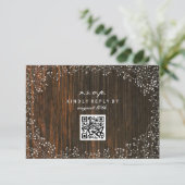 Baby's Breath Barnwood Geïnspireerde QR-code RSVP Kaartje (Staand voorkant)