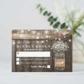 Baby's Breath Barrel Country Rustieke Bruiloft RSV RSVP Kaartje (Staand voorkant)