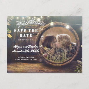 Baby's Breath Barrel Rustieke Foto Save the Date Aankondigingskaart